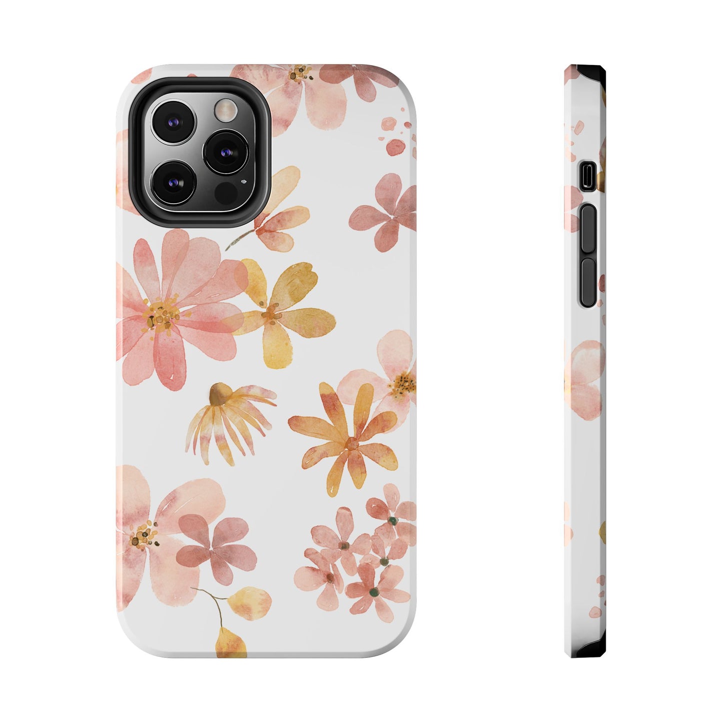 Tough Phone Case — Pink & Gold Blossom Protective Cover