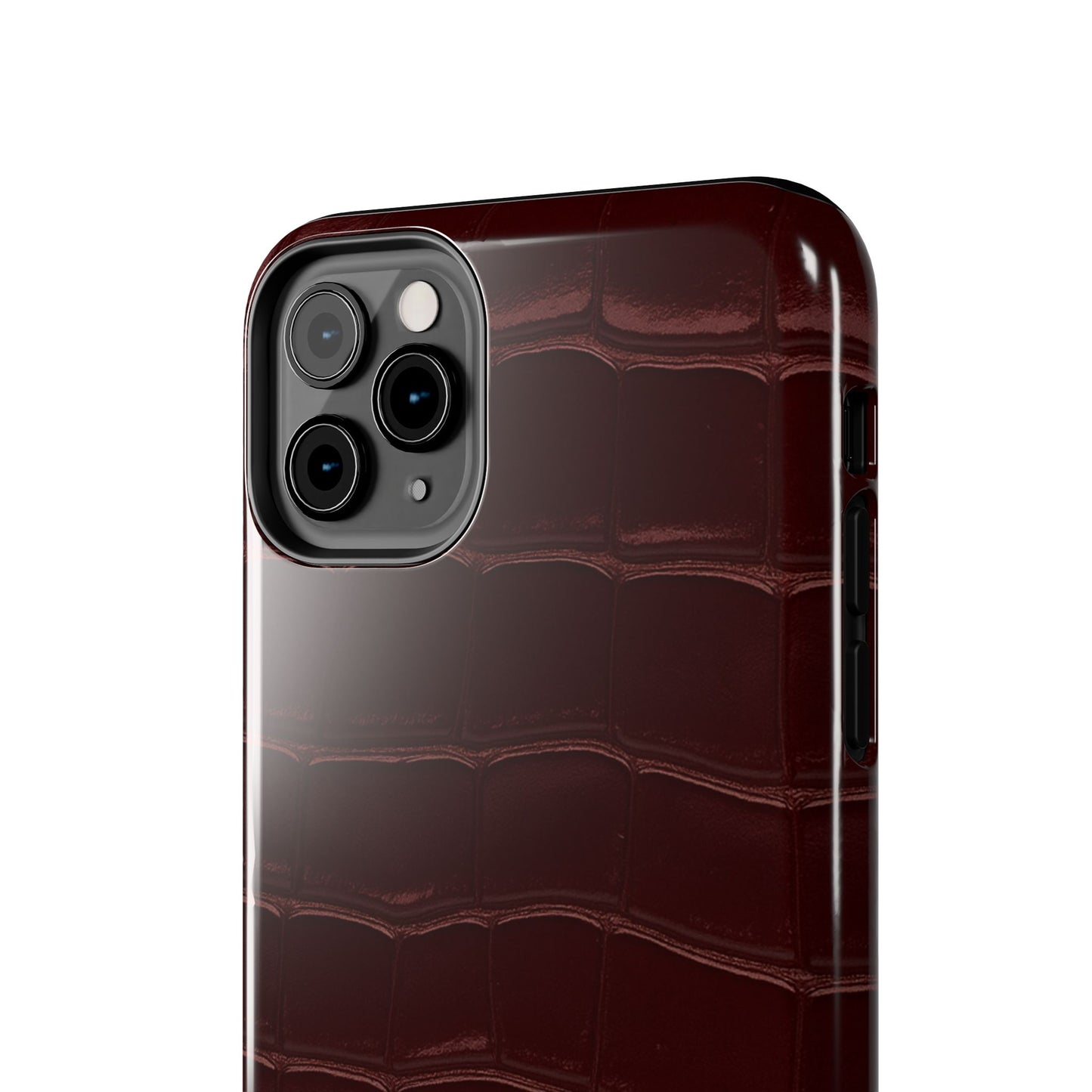 Tough Phone Case — Burgundy, Croc-Embossed