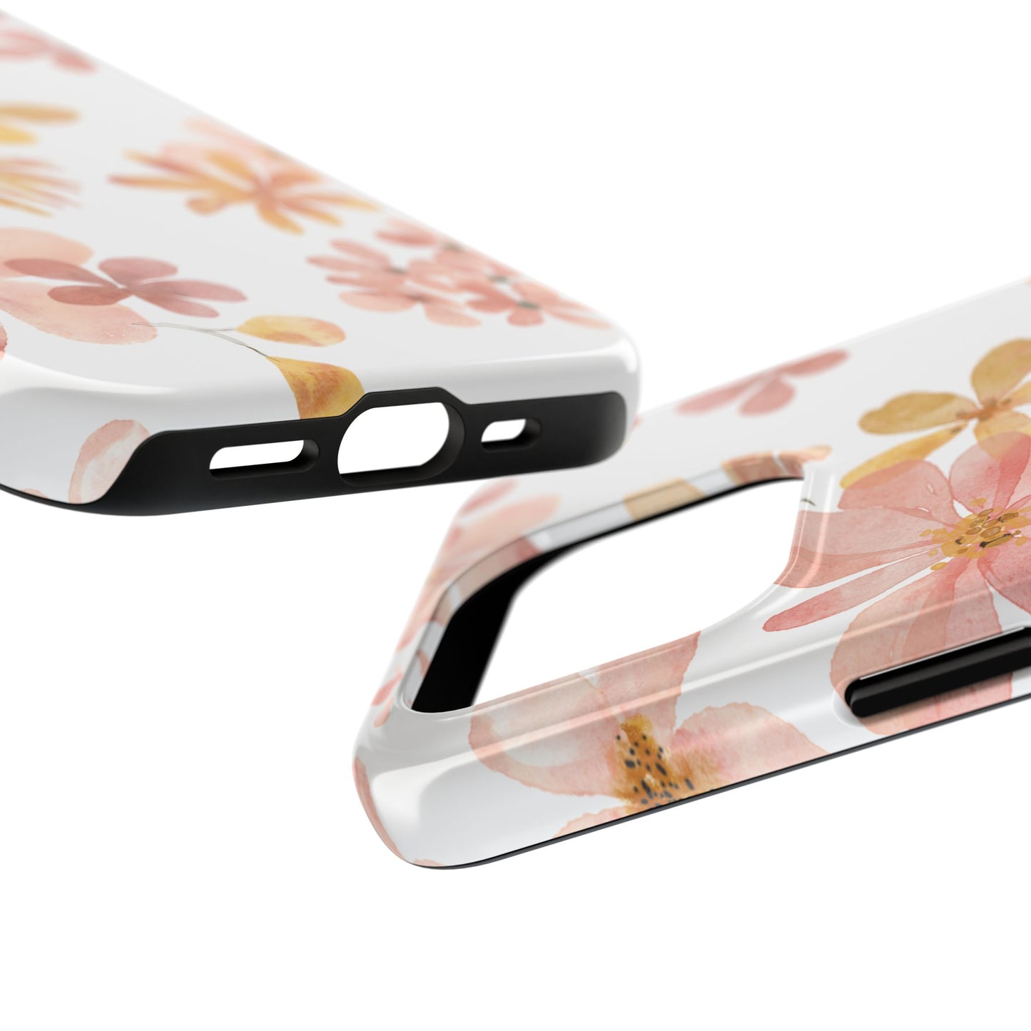 Tough Phone Case — Pink & Gold Blossom Protective Cover