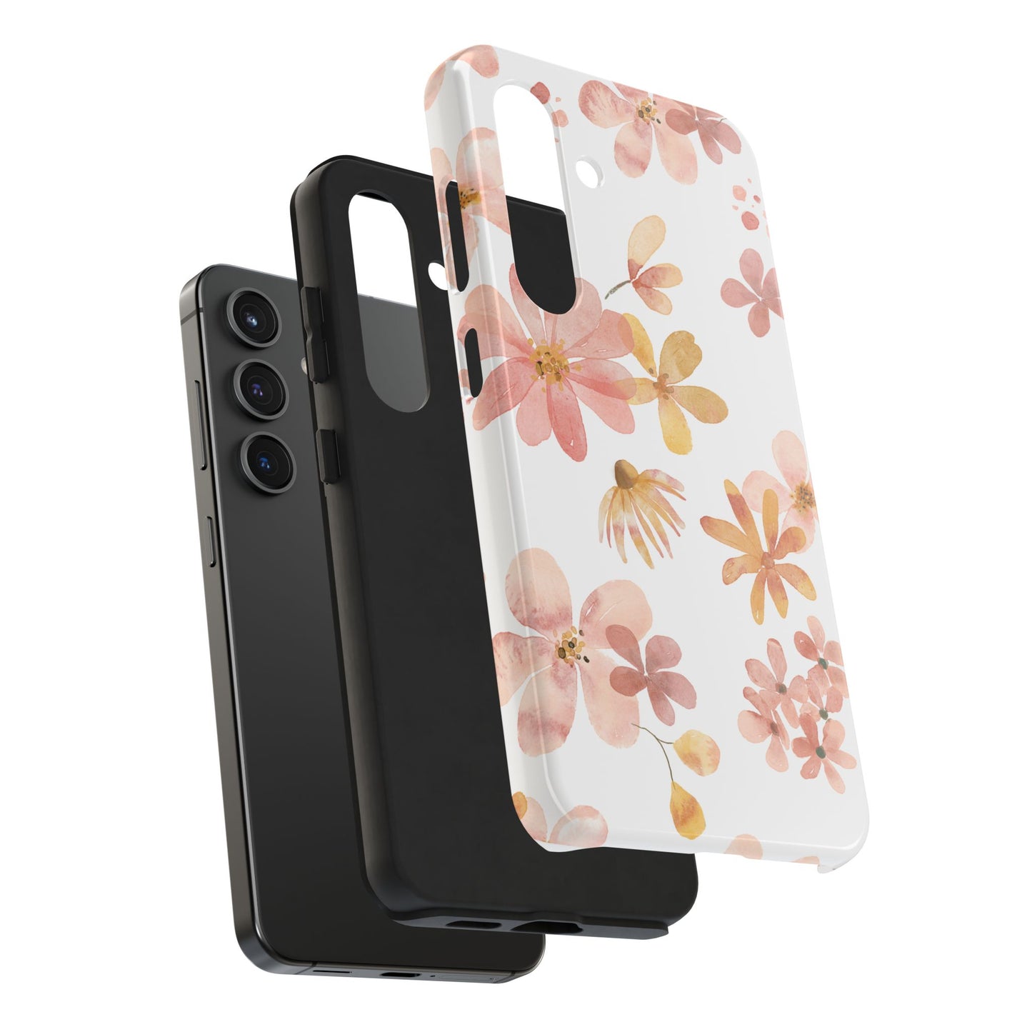 Tough Phone Case — Pink & Gold Blossom Protective Cover