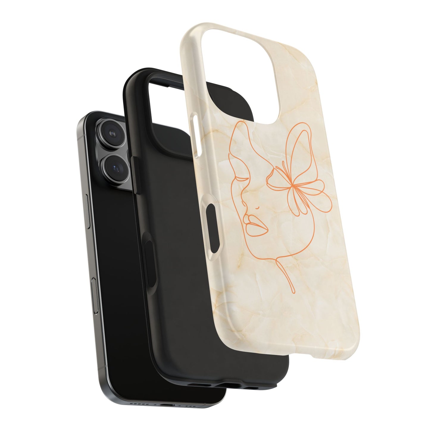 Tough Phone Case —  Marble Line Art, Minimal Elegant