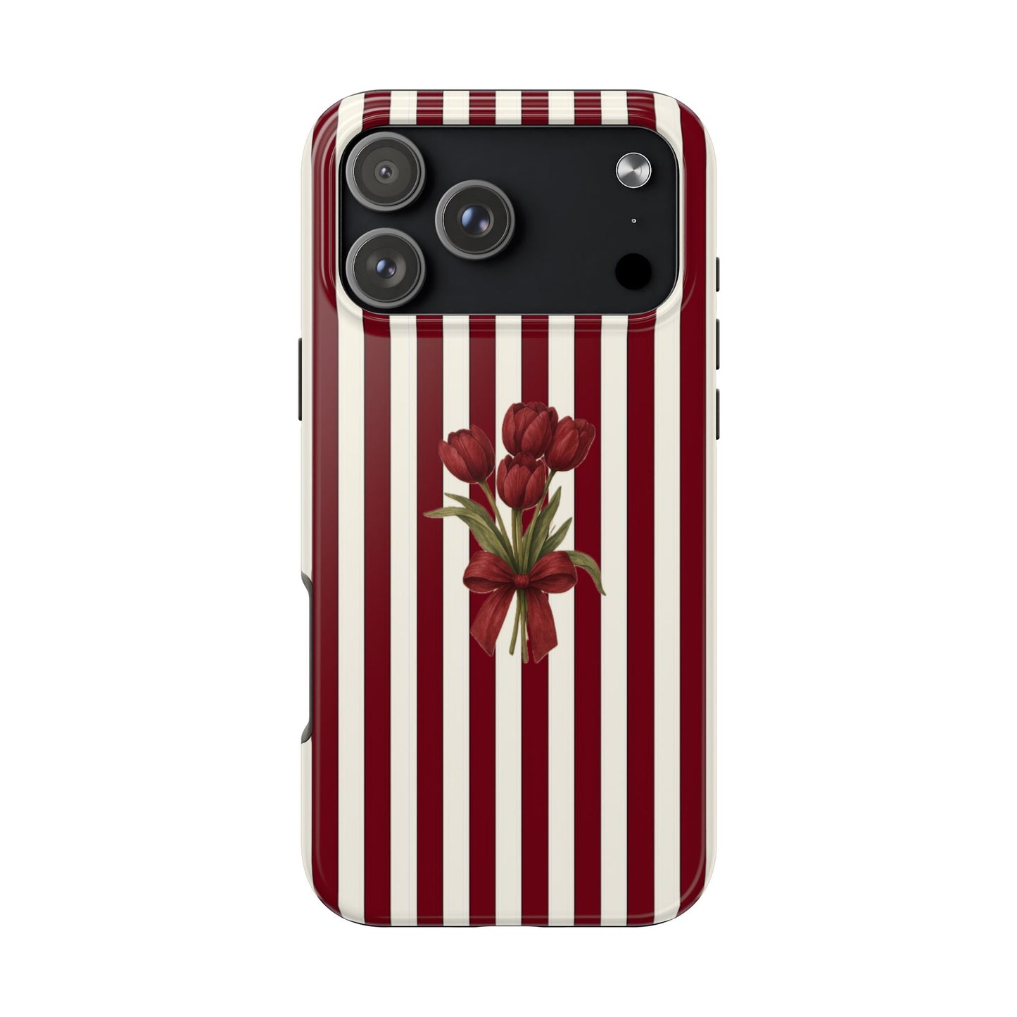 Tough Phone Case —Red Stripe Floral Bouquet