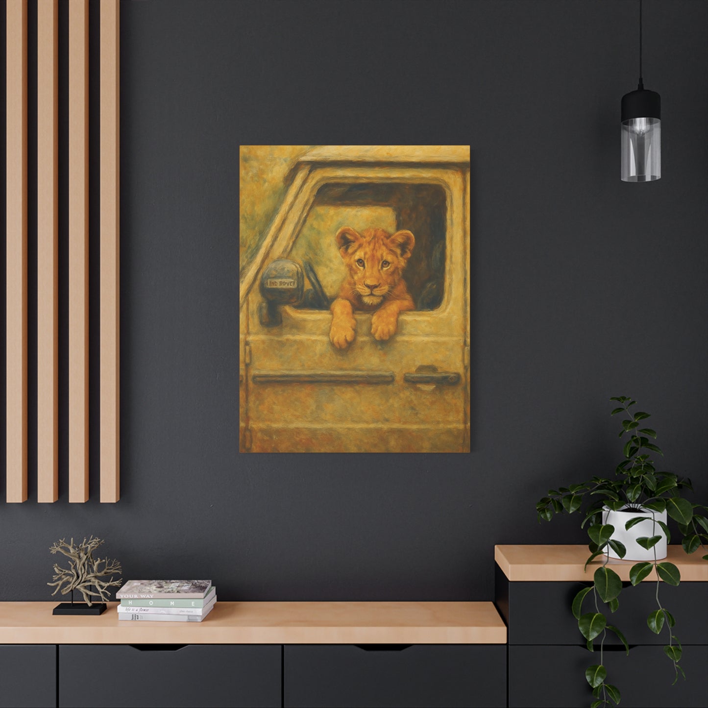 Canvas Wall Art - Lion Animal Jeep Design