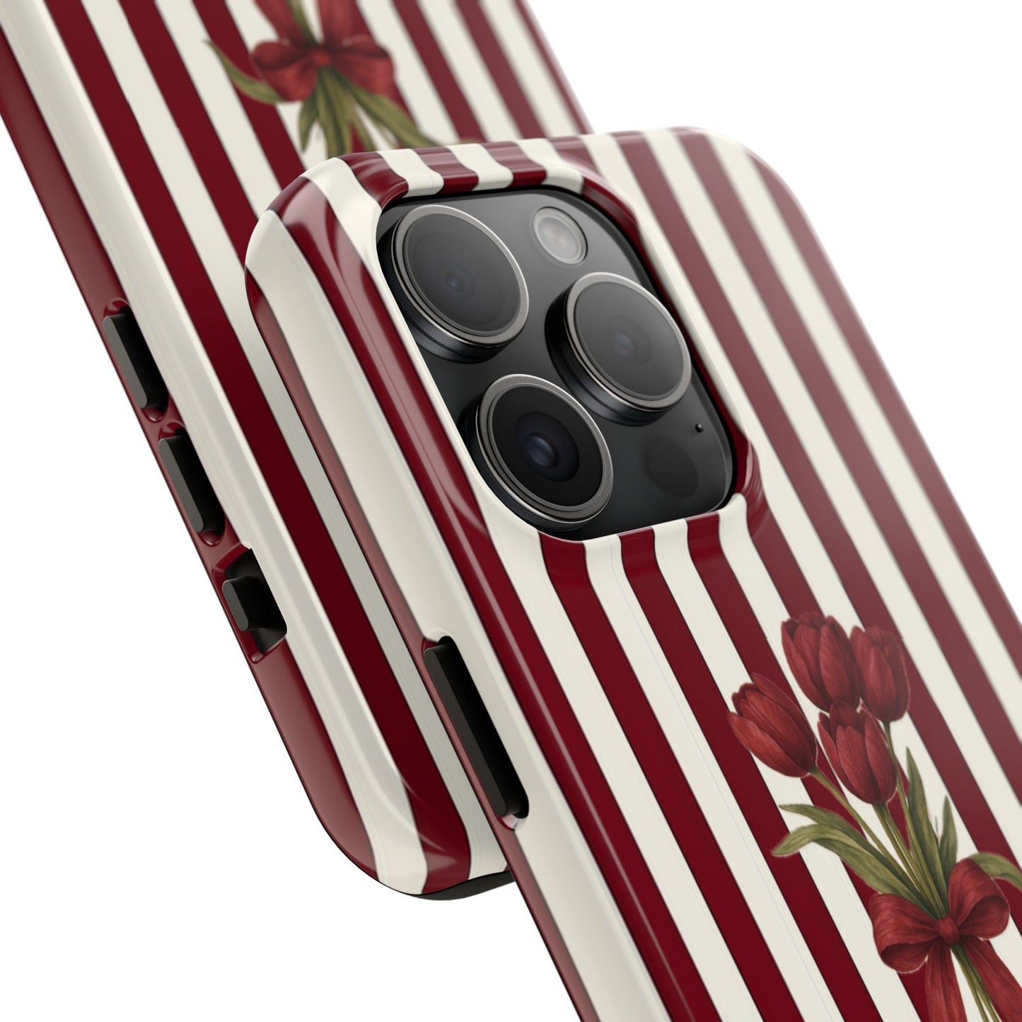 Tough Phone Case —Red Stripe Floral Bouquet