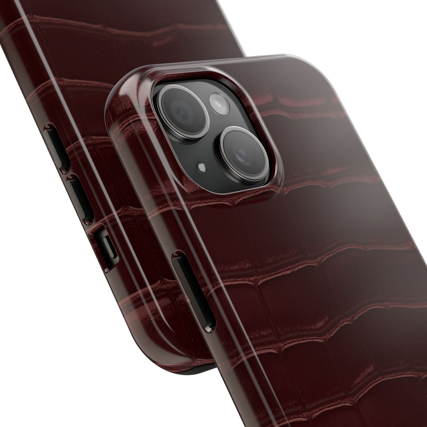 Tough Phone Case — Burgundy, Croc-Embossed