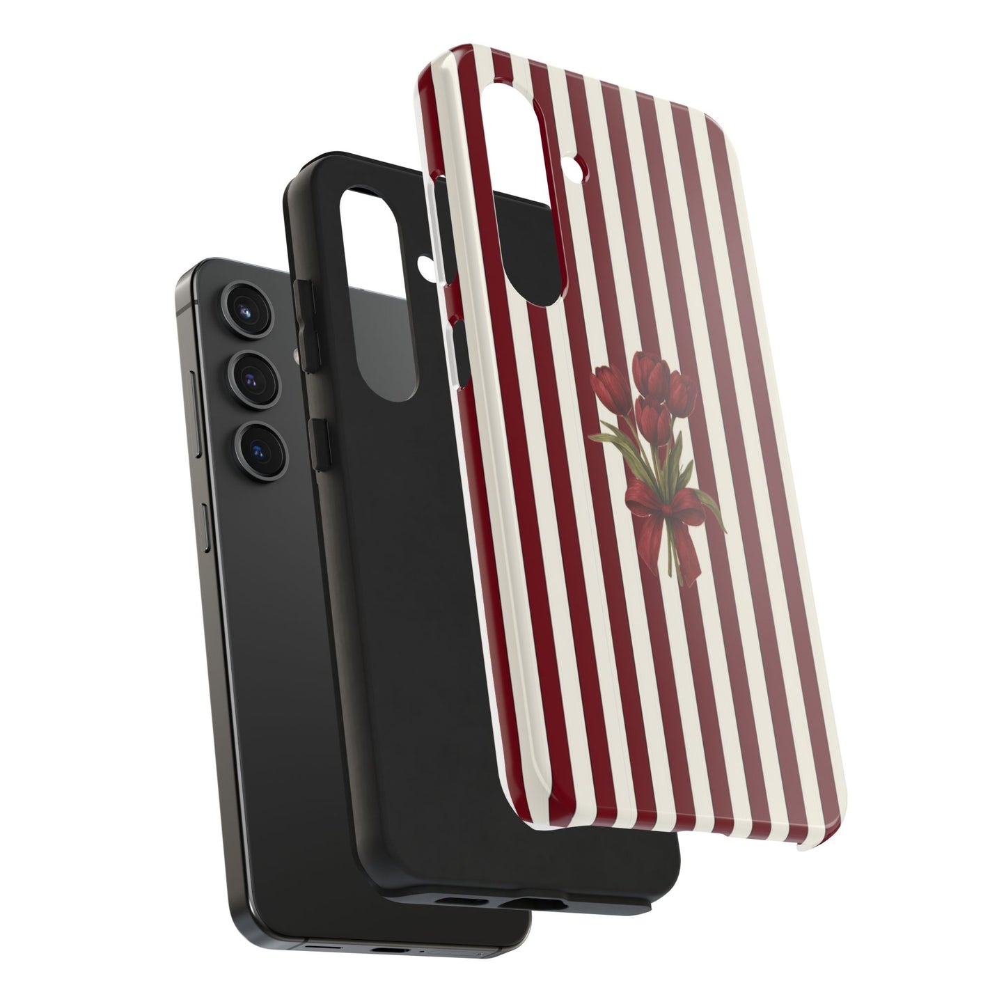Tough Phone Case —Red Stripe Floral Bouquet