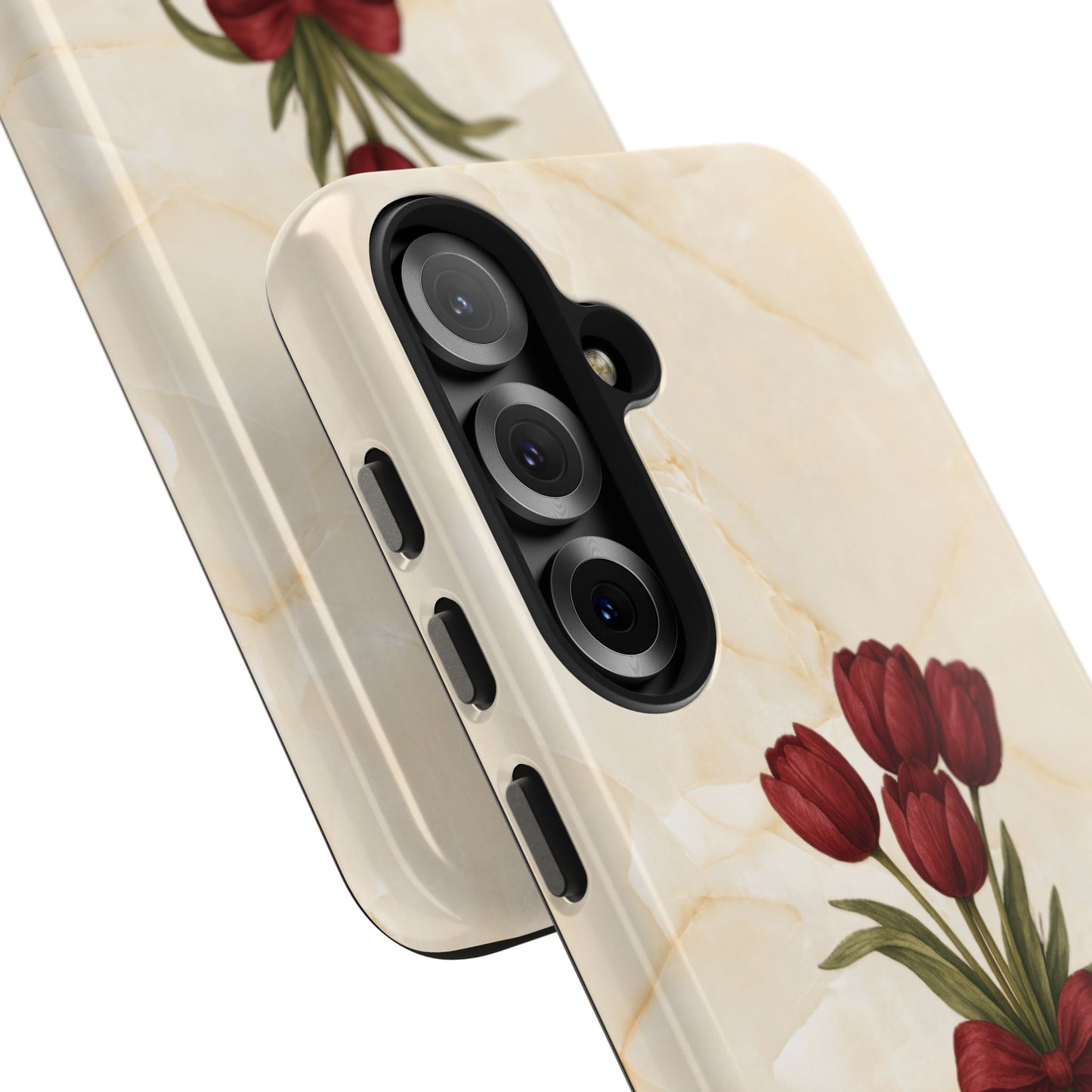 Tough Phone Case — Red Tulip Bouquet on Marble
