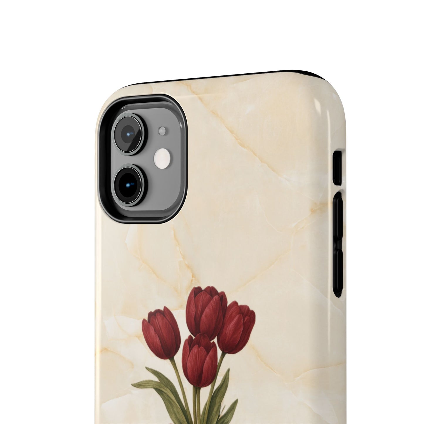 Tough Phone Case — Red Tulip Bouquet on Marble
