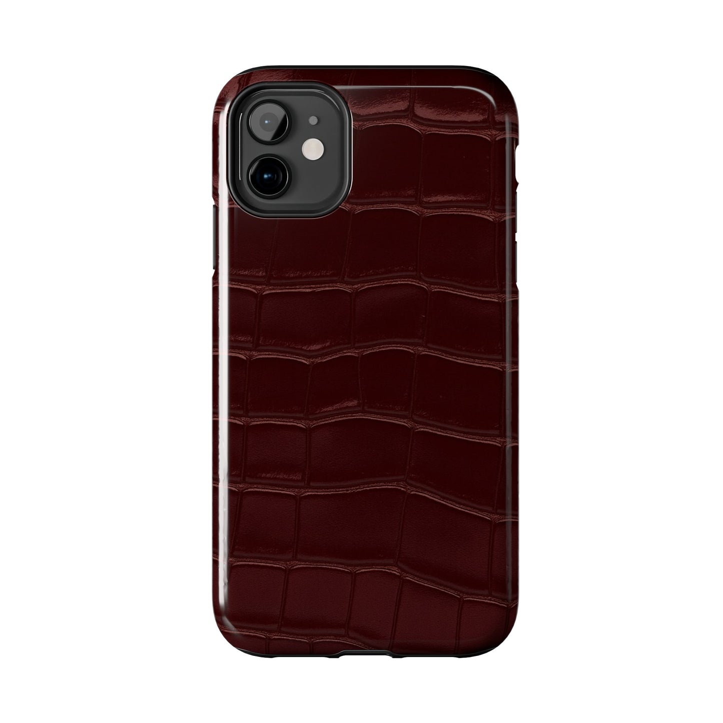 Tough Phone Case — Burgundy, Croc-Embossed