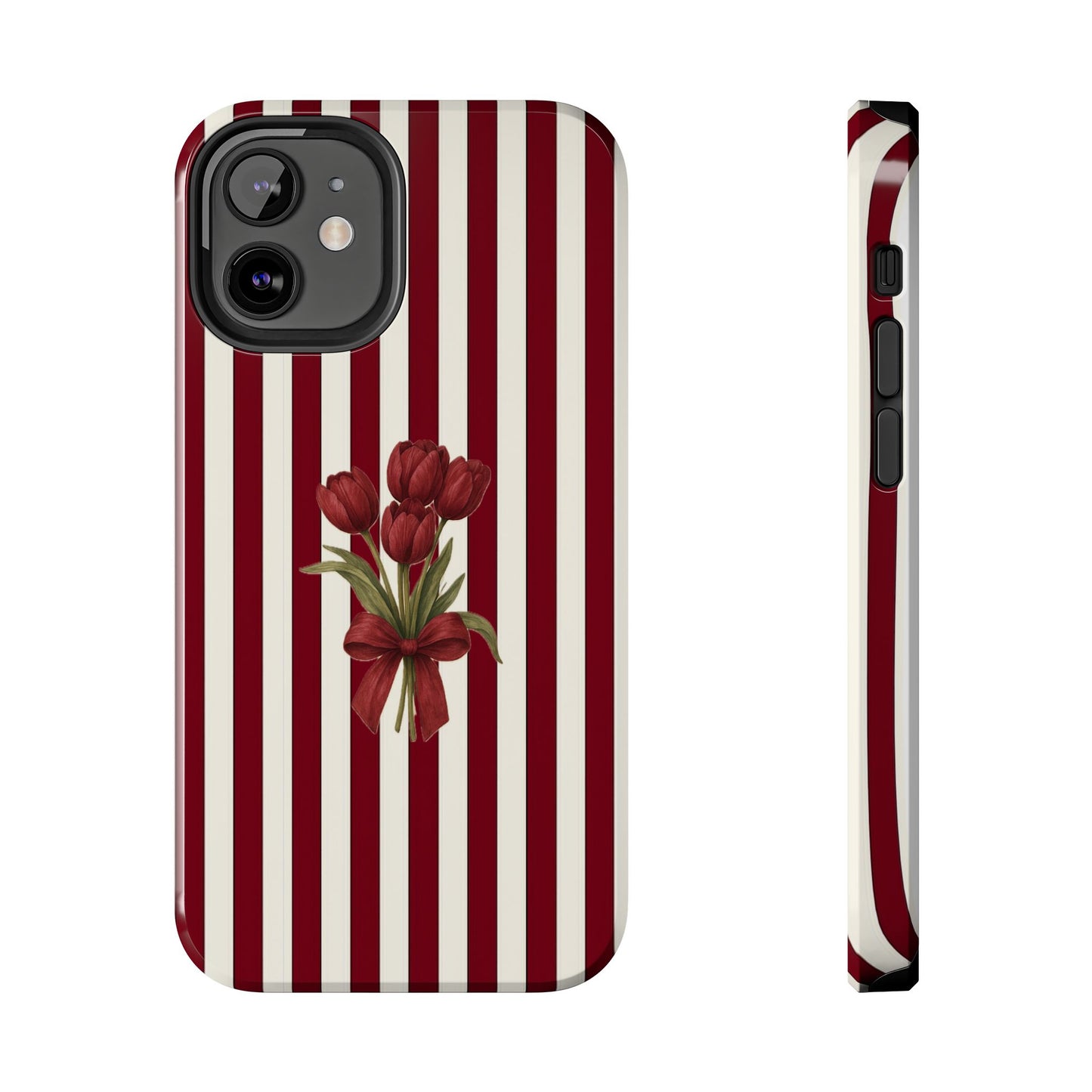 Tough Phone Case —Red Stripe Floral Bouquet