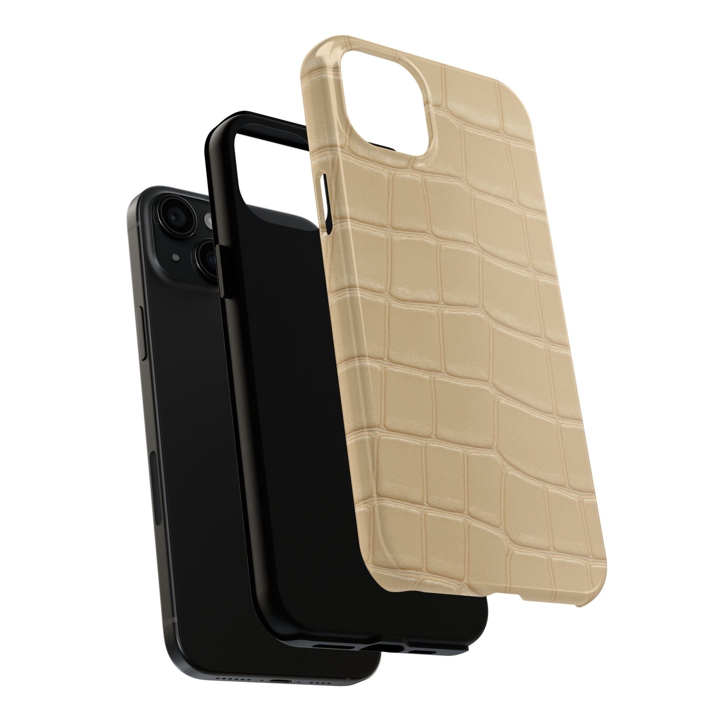 Tough Phone Case — Shockproof Alligator-Texture, Beige Croc