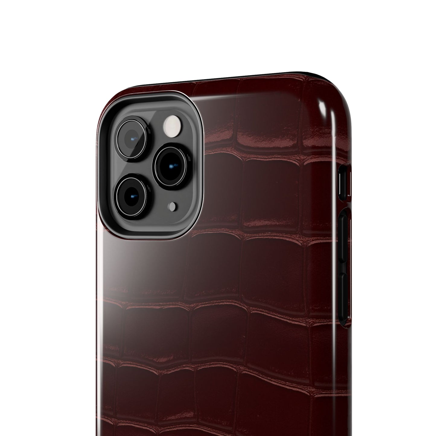 Tough Phone Case — Burgundy, Croc-Embossed