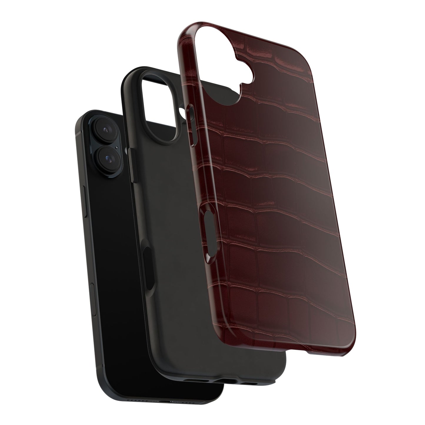 Tough Phone Case — Burgundy, Croc-Embossed