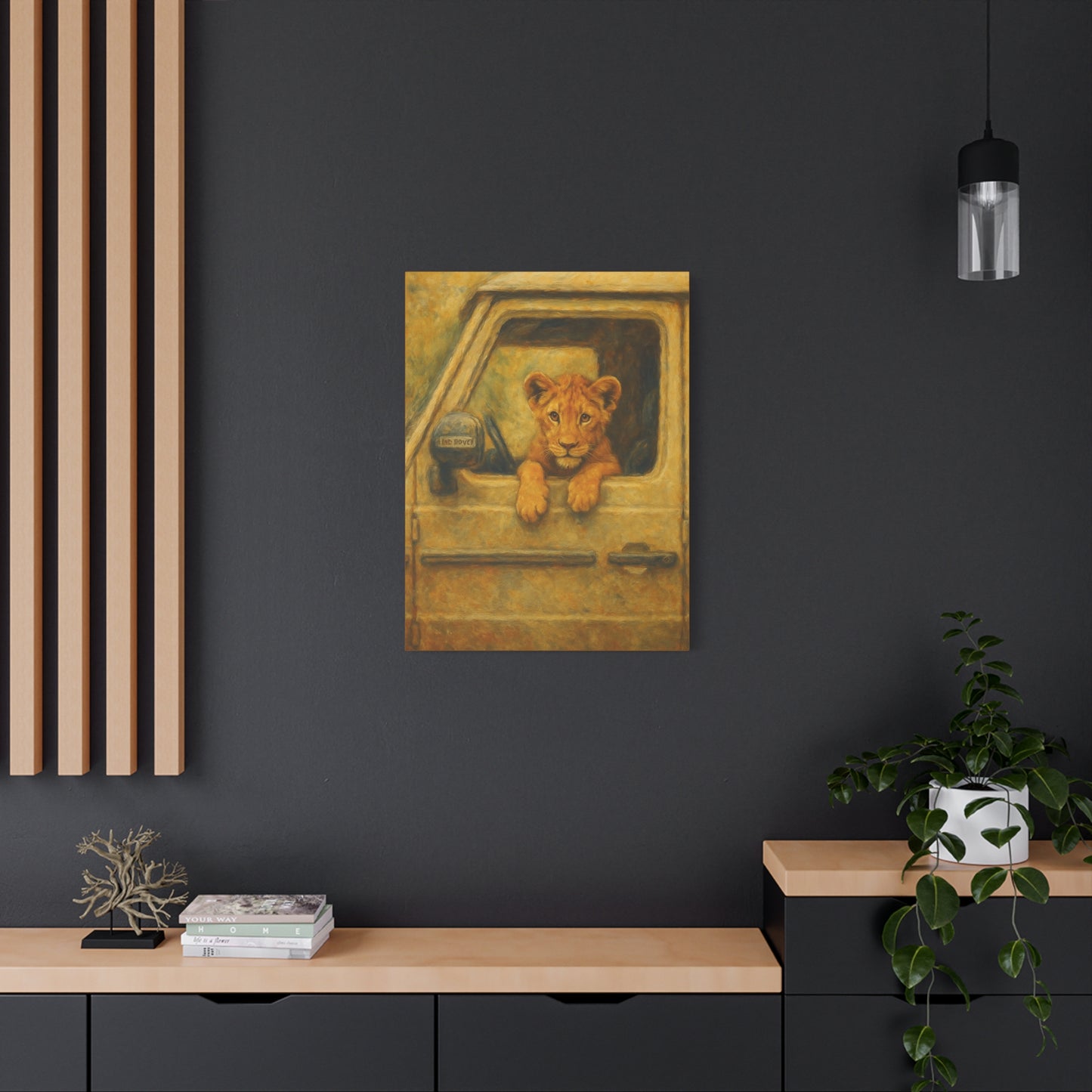 Canvas Wall Art - Lion Animal Jeep Design