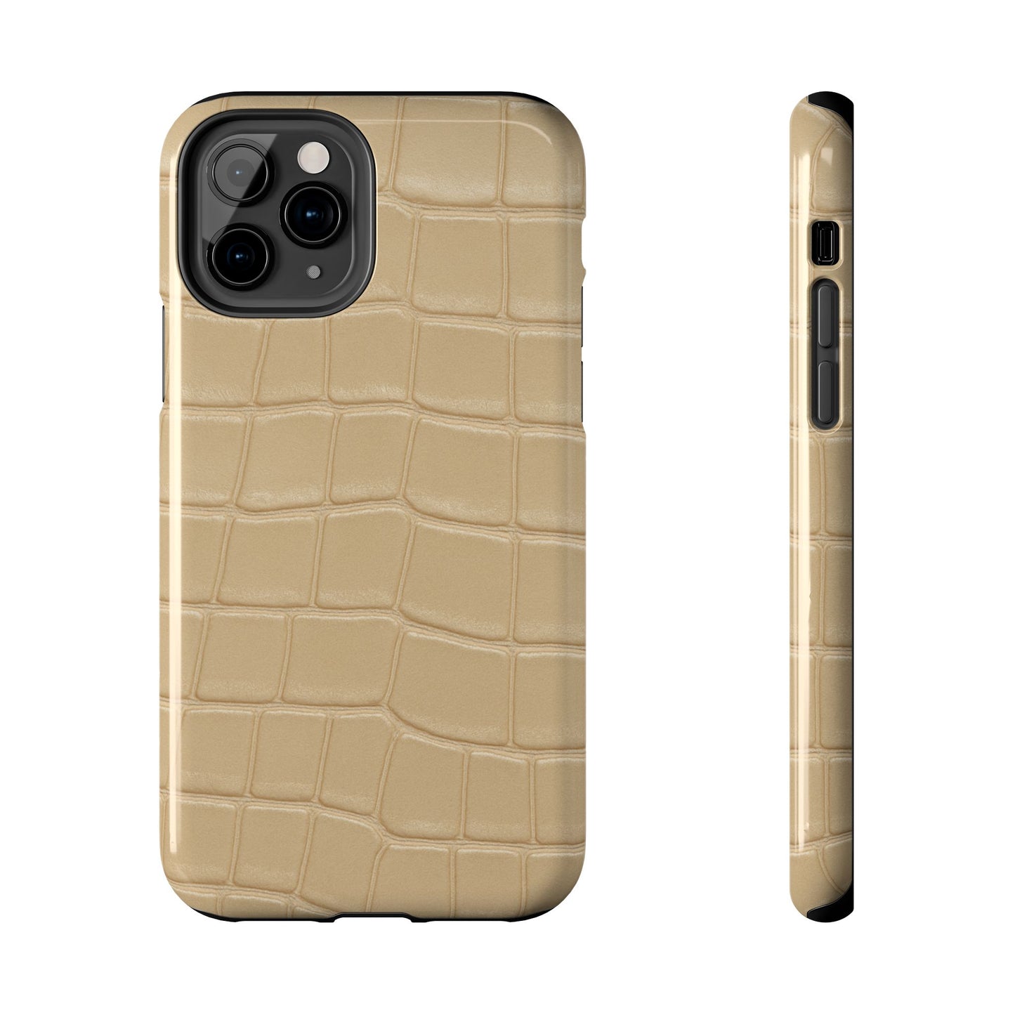 Tough Phone Case — Shockproof Alligator-Texture, Beige Croc