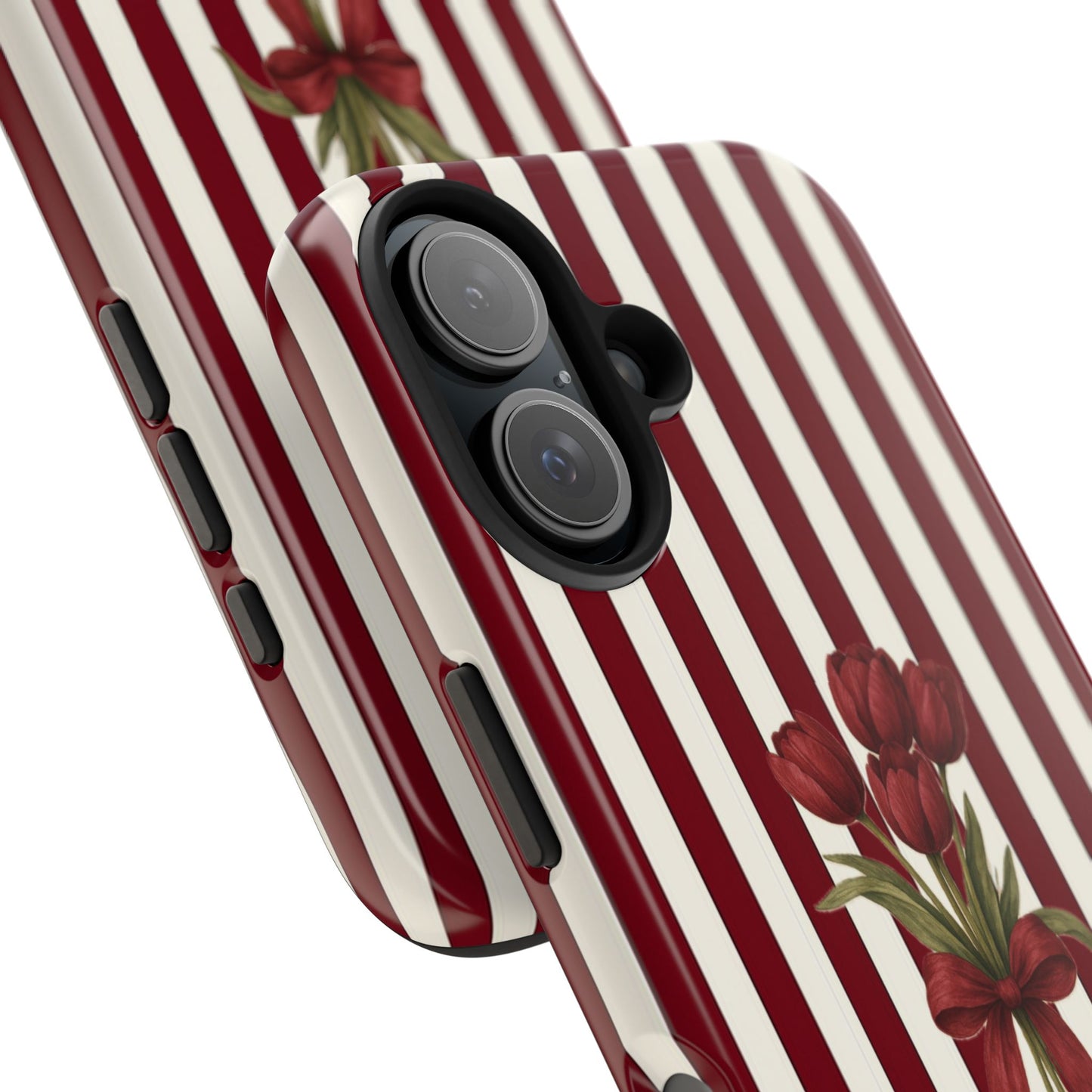 Tough Phone Case —Red Stripe Floral Bouquet