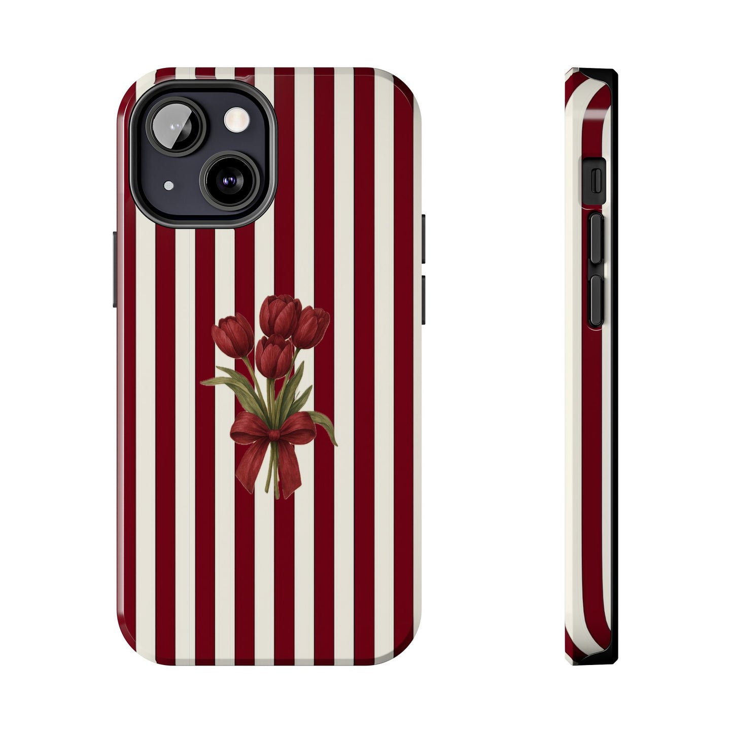 Tough Phone Case —Red Stripe Floral Bouquet