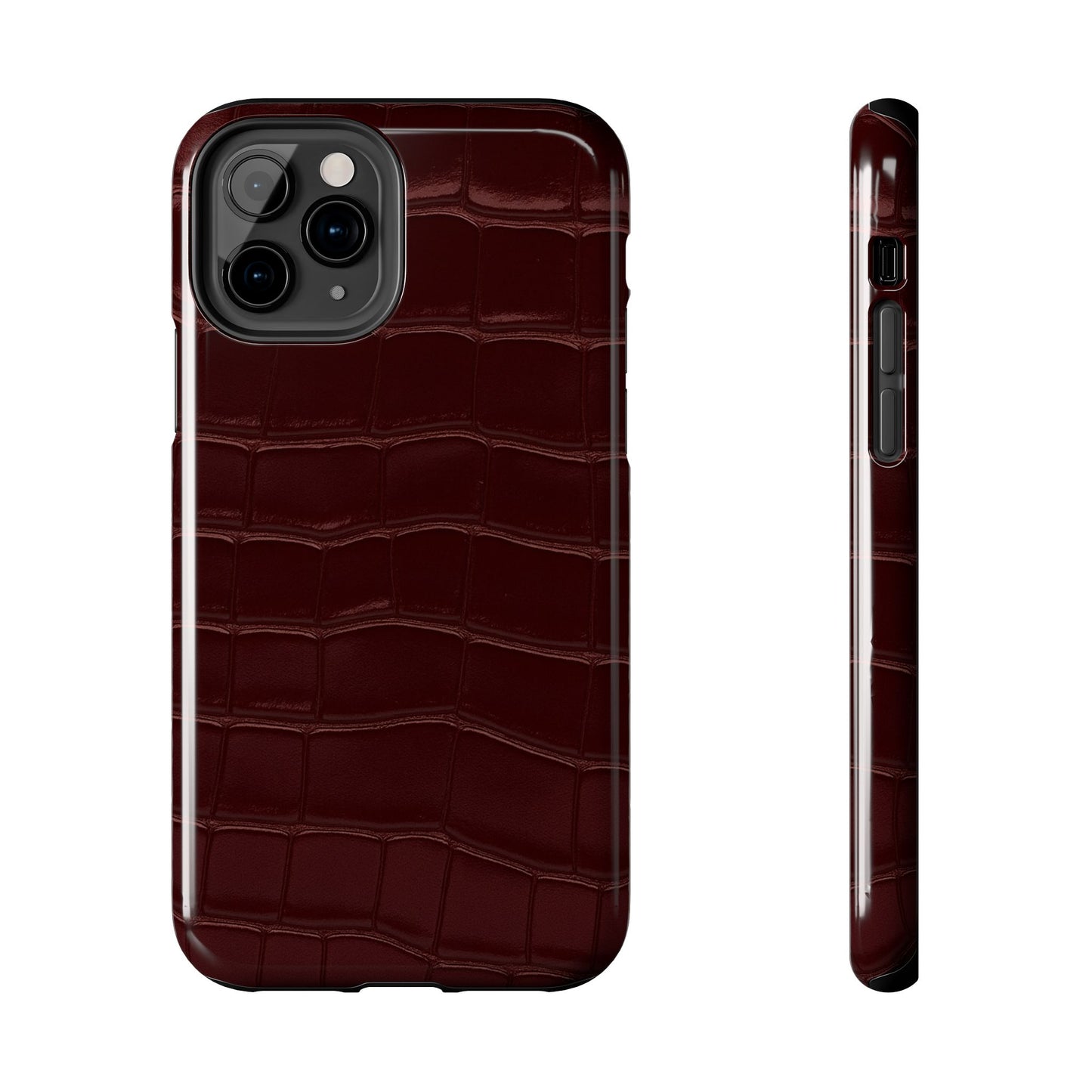 Tough Phone Case — Burgundy, Croc-Embossed