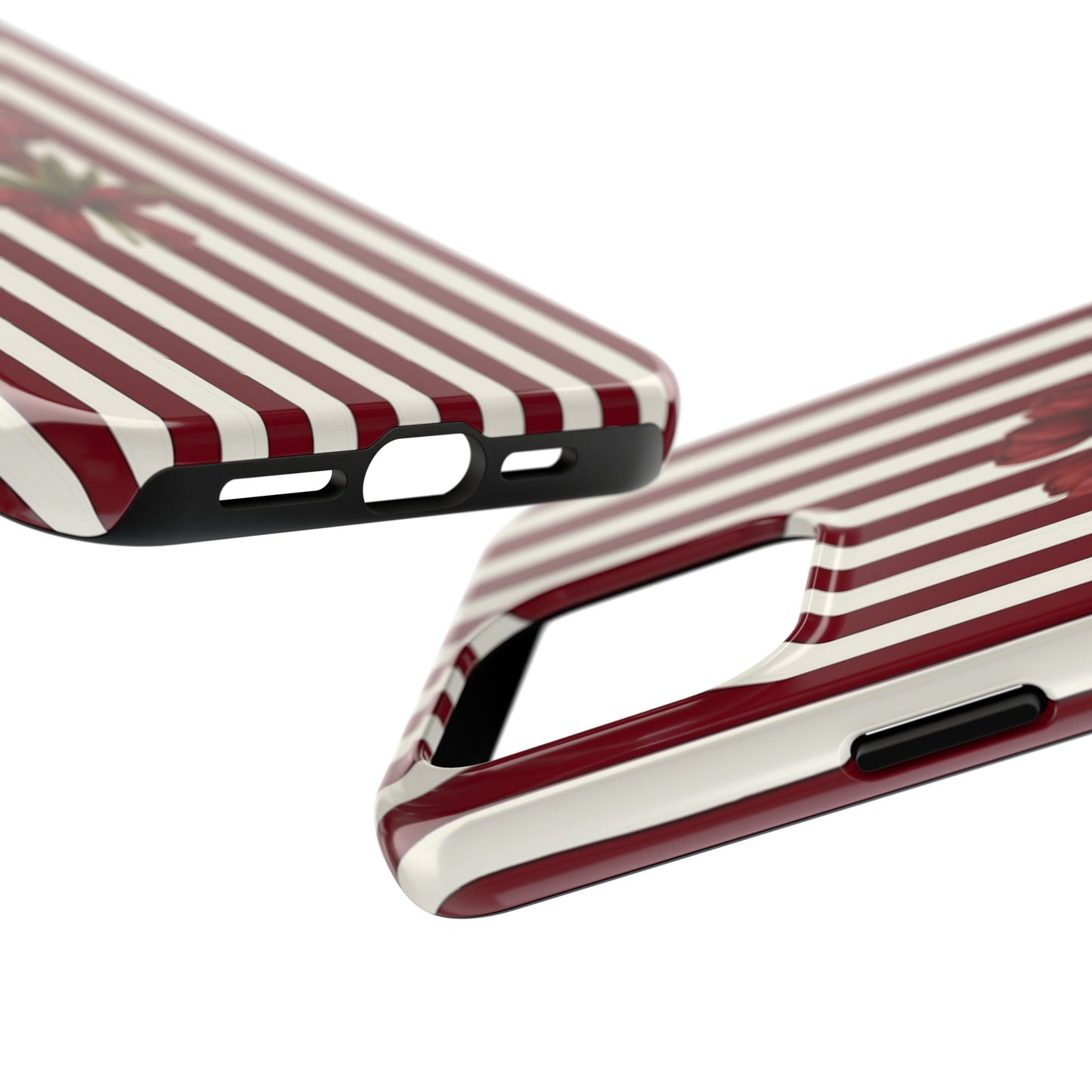 Tough Phone Case —Red Stripe Floral Bouquet