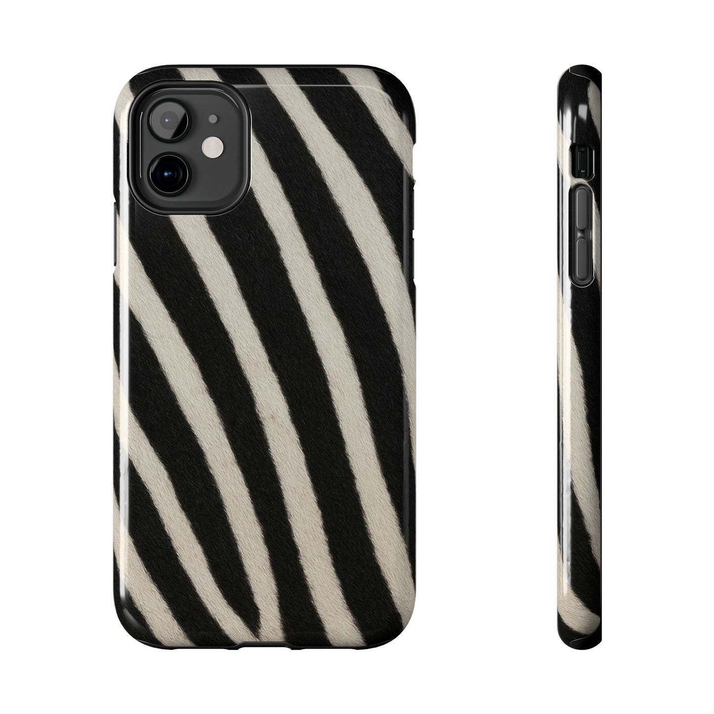 Tough Phone Case —Zebra Stripe, Black & White Animal Print