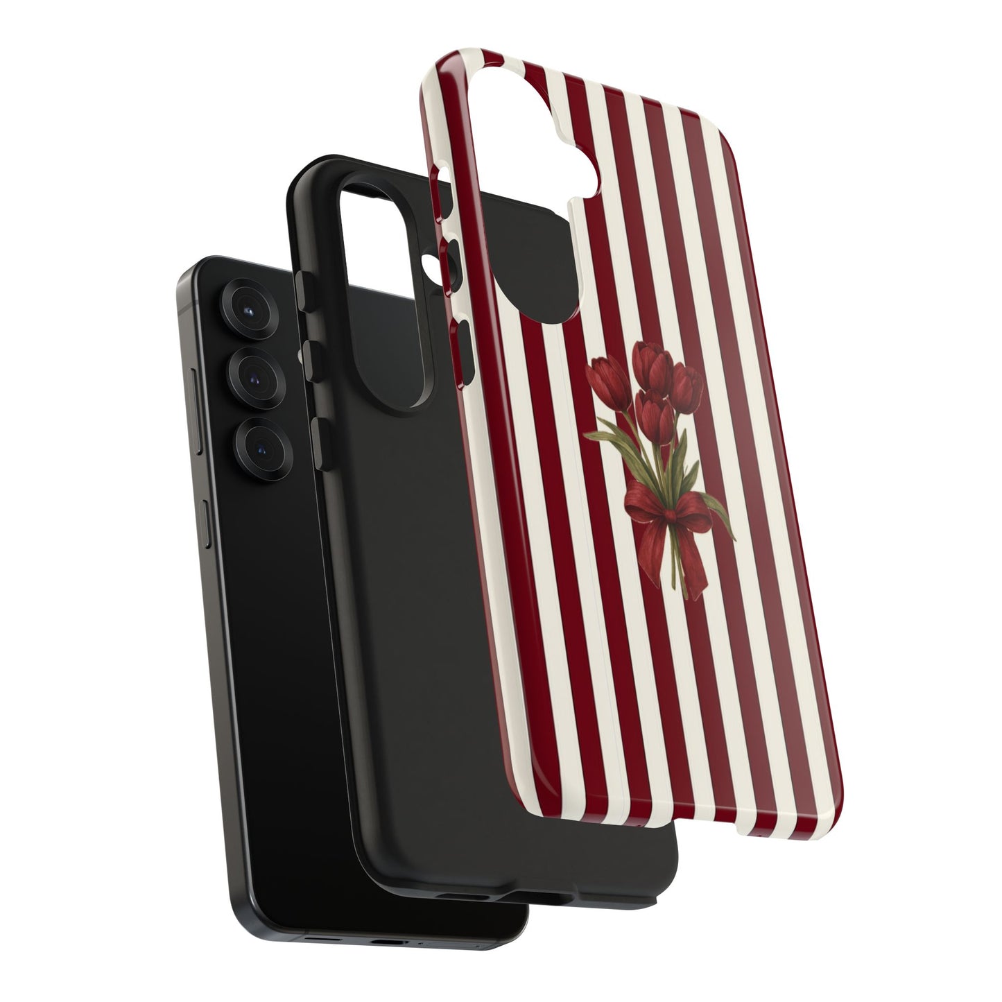 Tough Phone Case —Red Stripe Floral Bouquet
