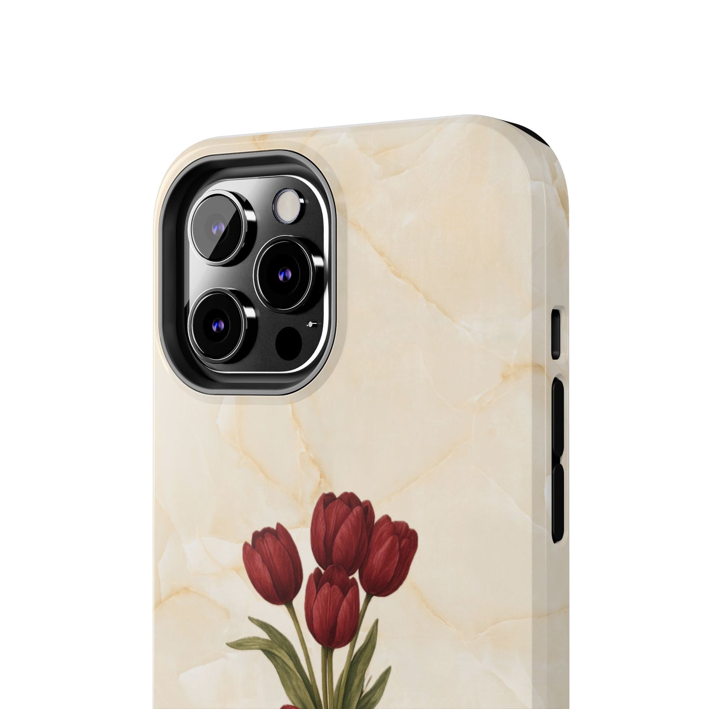 Tough Phone Case — Red Tulip Bouquet on Marble