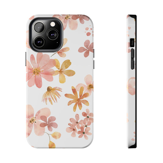 Tough Phone Case — Pink & Gold Blossom Protective Cover