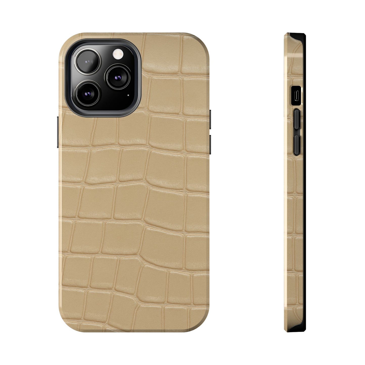 Tough Phone Case — Shockproof Alligator-Texture, Beige Croc