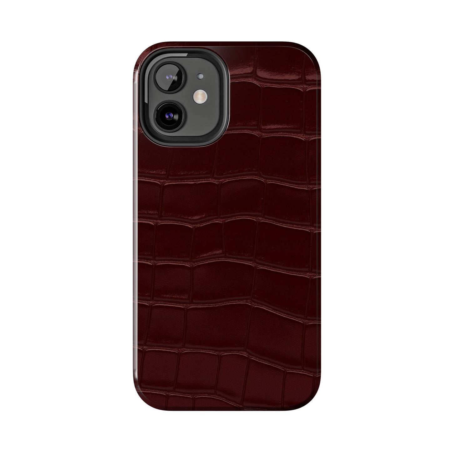 Tough Phone Case — Burgundy, Croc-Embossed