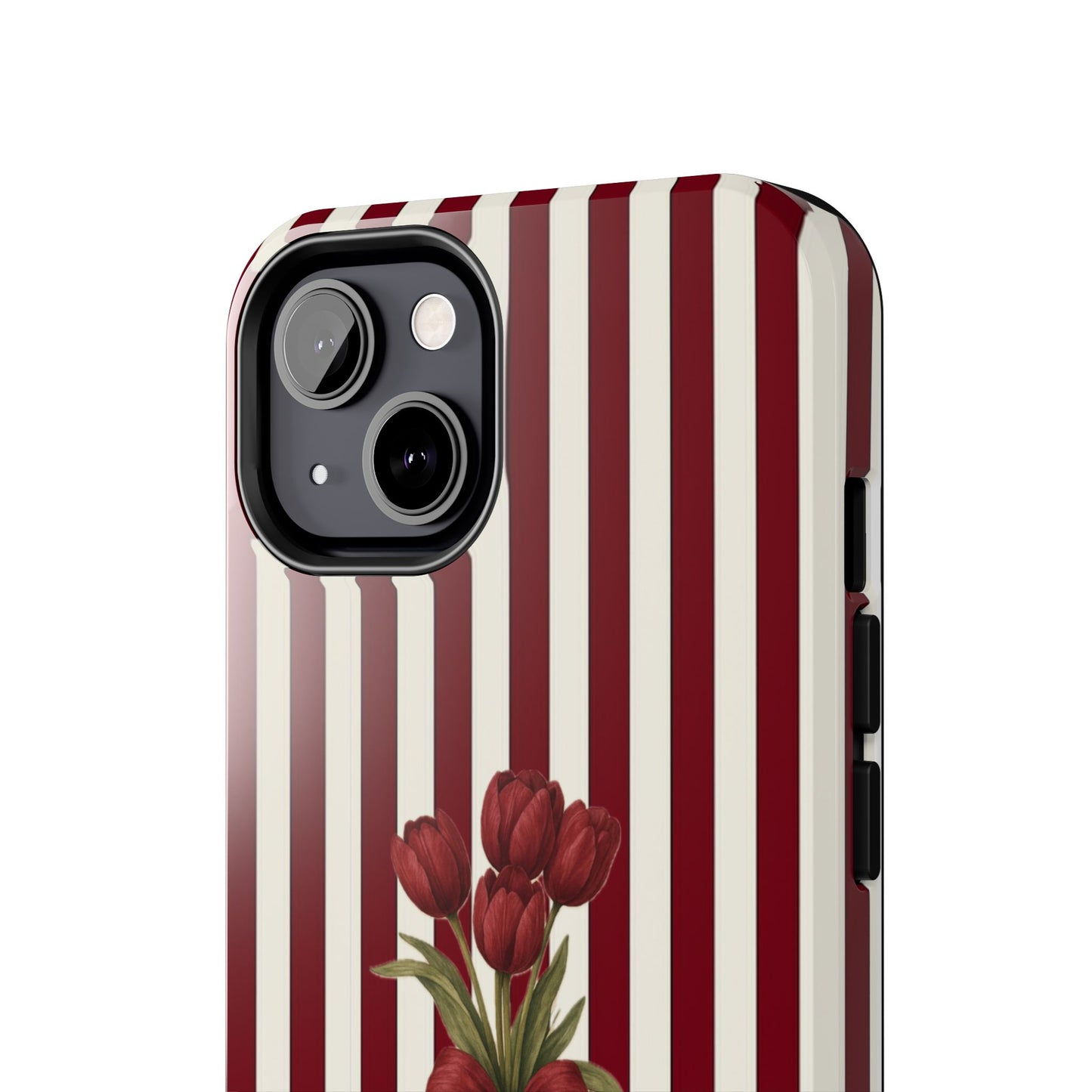 Tough Phone Case —Red Stripe Floral Bouquet