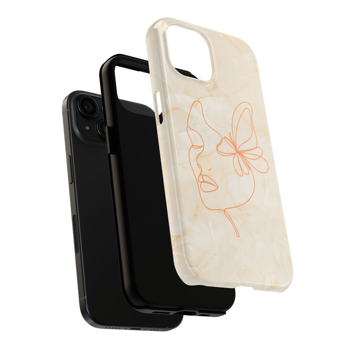 Tough Phone Case —  Marble Line Art, Minimal Elegant