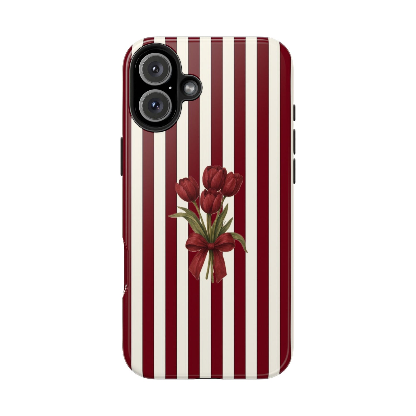 Tough Phone Case —Red Stripe Floral Bouquet