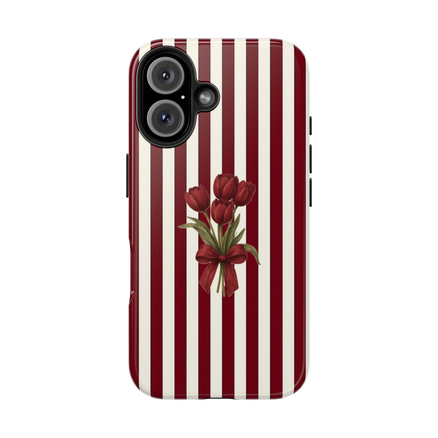 Tough Phone Case —Red Stripe Floral Bouquet