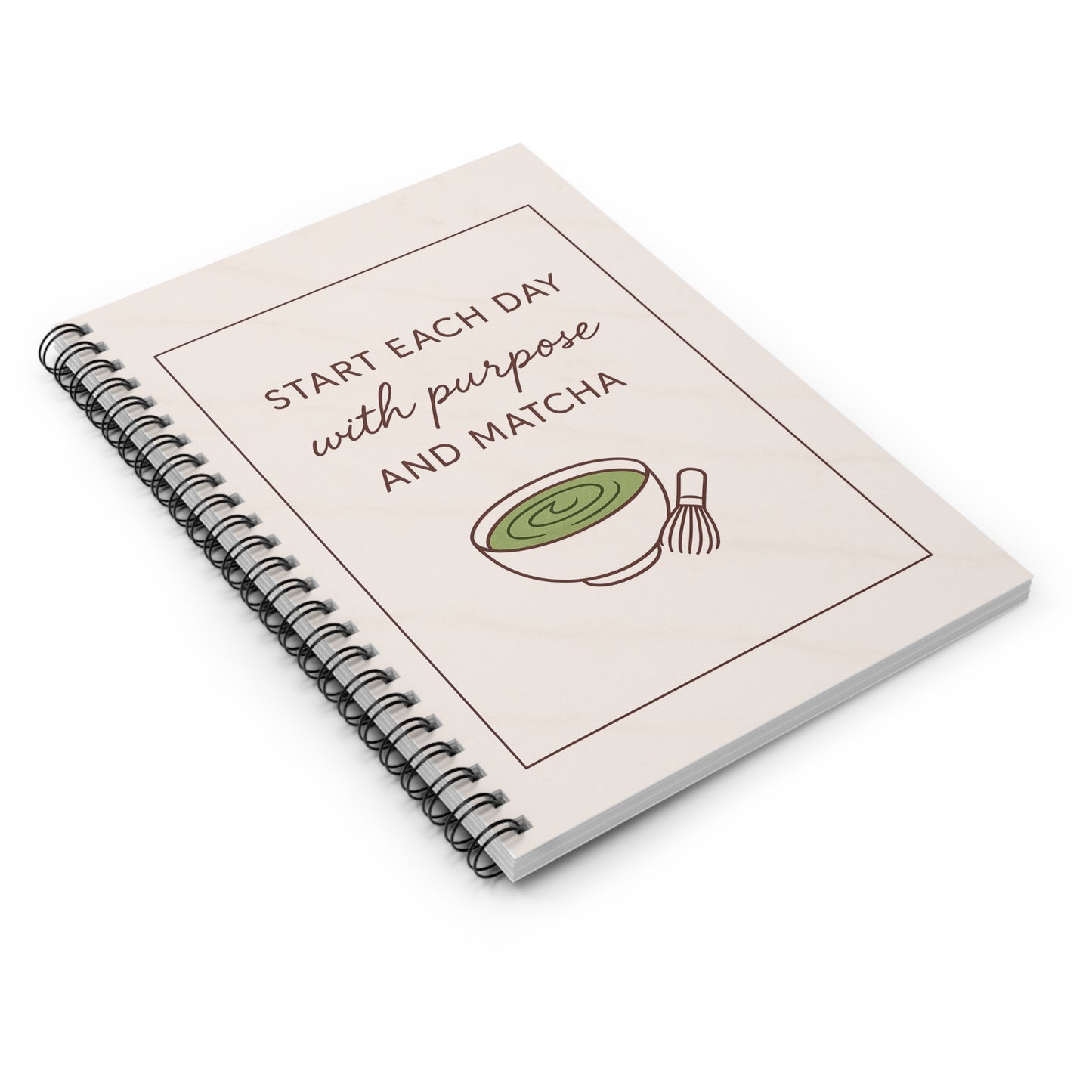 Inspirational Matcha Spiral Notebook – Motivation Journal, Daily Planner, Green Tea Lover Gift, Wellness Writing, Mindfulness Guide