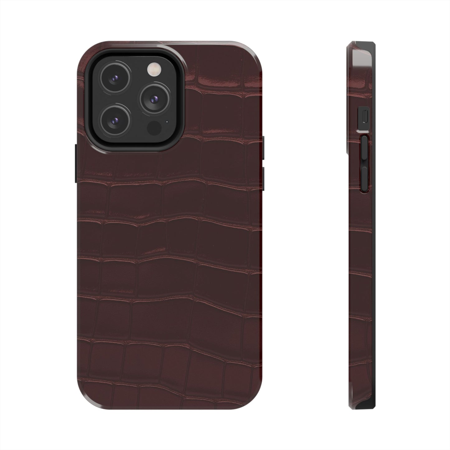 Tough Phone Case — Burgundy, Croc-Embossed