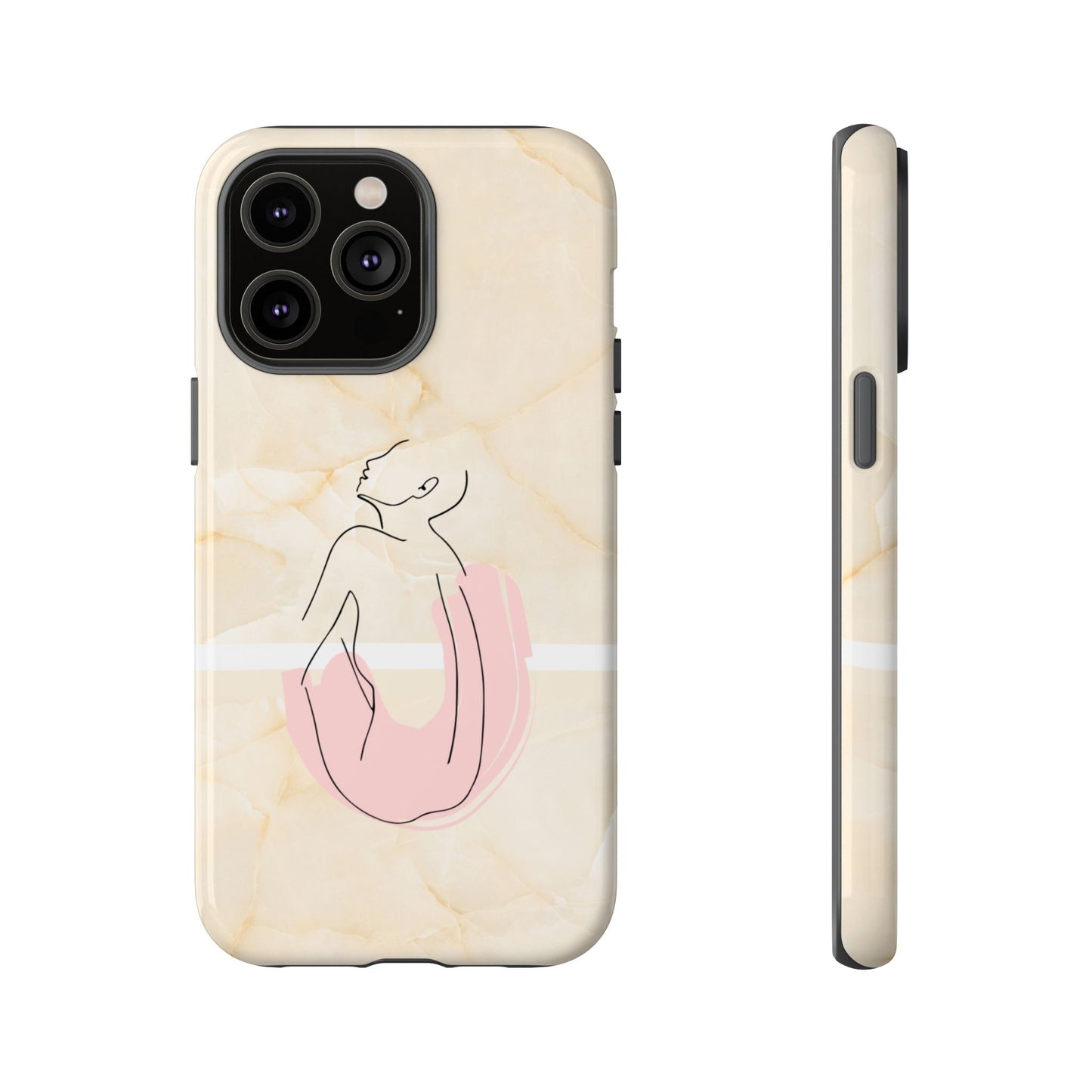 Tough Phone Case — Marble Minimalist Line Art