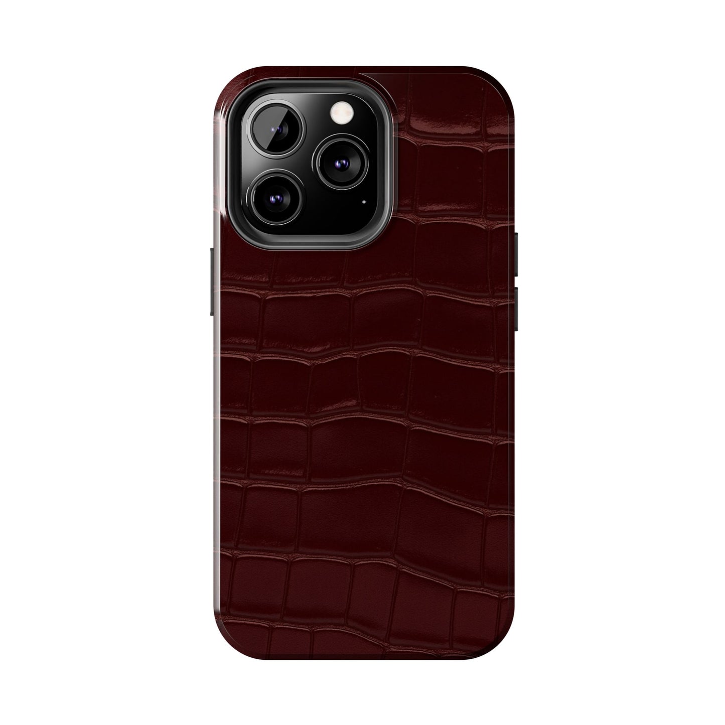 Tough Phone Case — Burgundy, Croc-Embossed