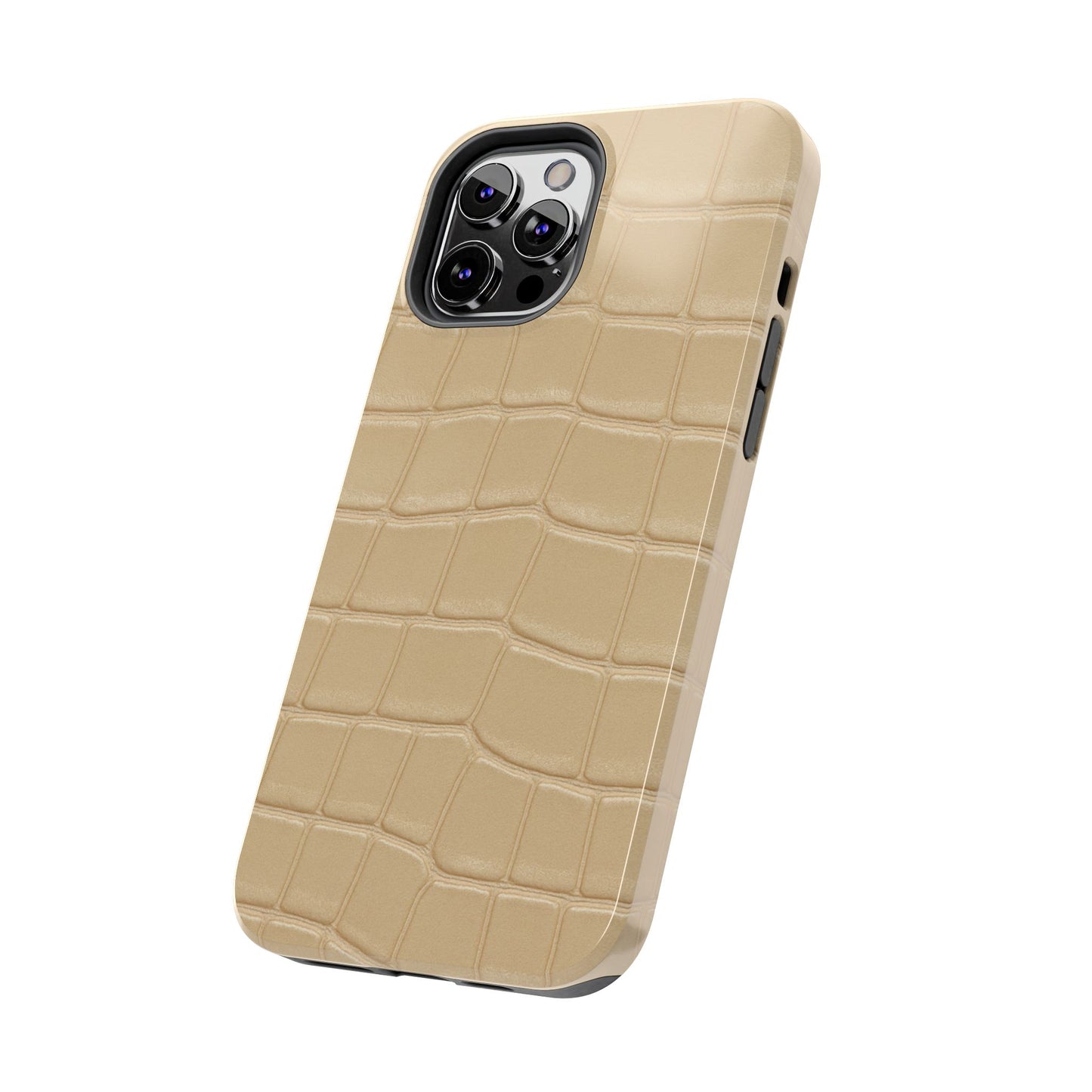 Tough Phone Case — Shockproof Alligator-Texture, Beige Croc