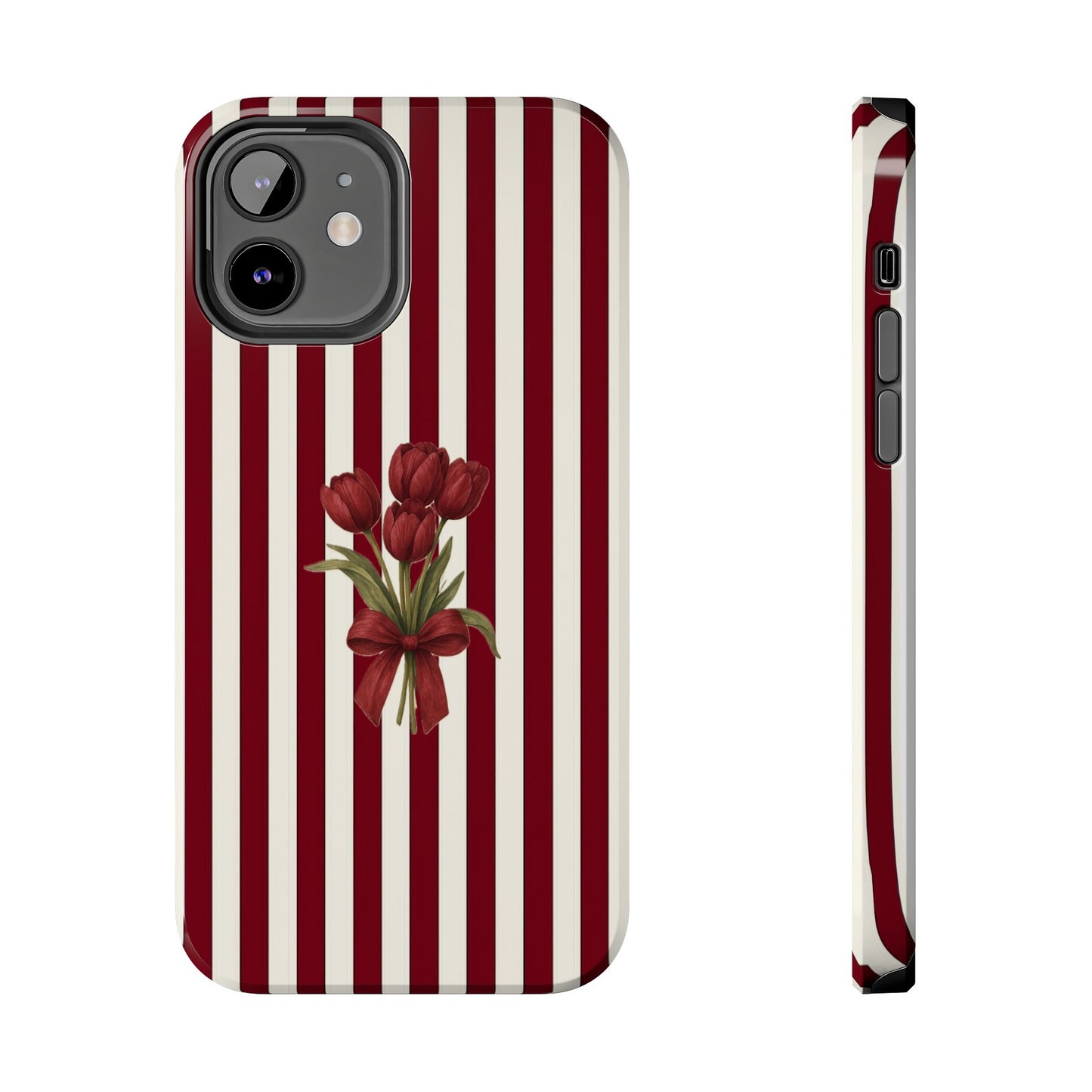 Tough Phone Case —Red Stripe Floral Bouquet