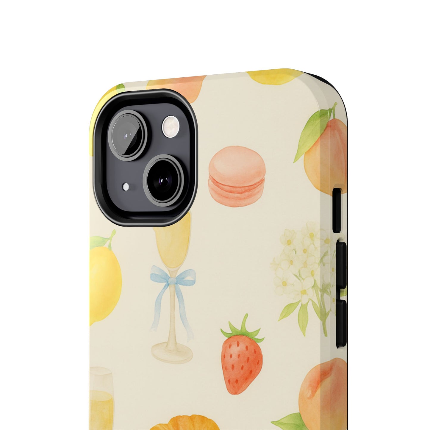 Tough Phone Case — Strawberries, Croissant & Champagne Floral Design