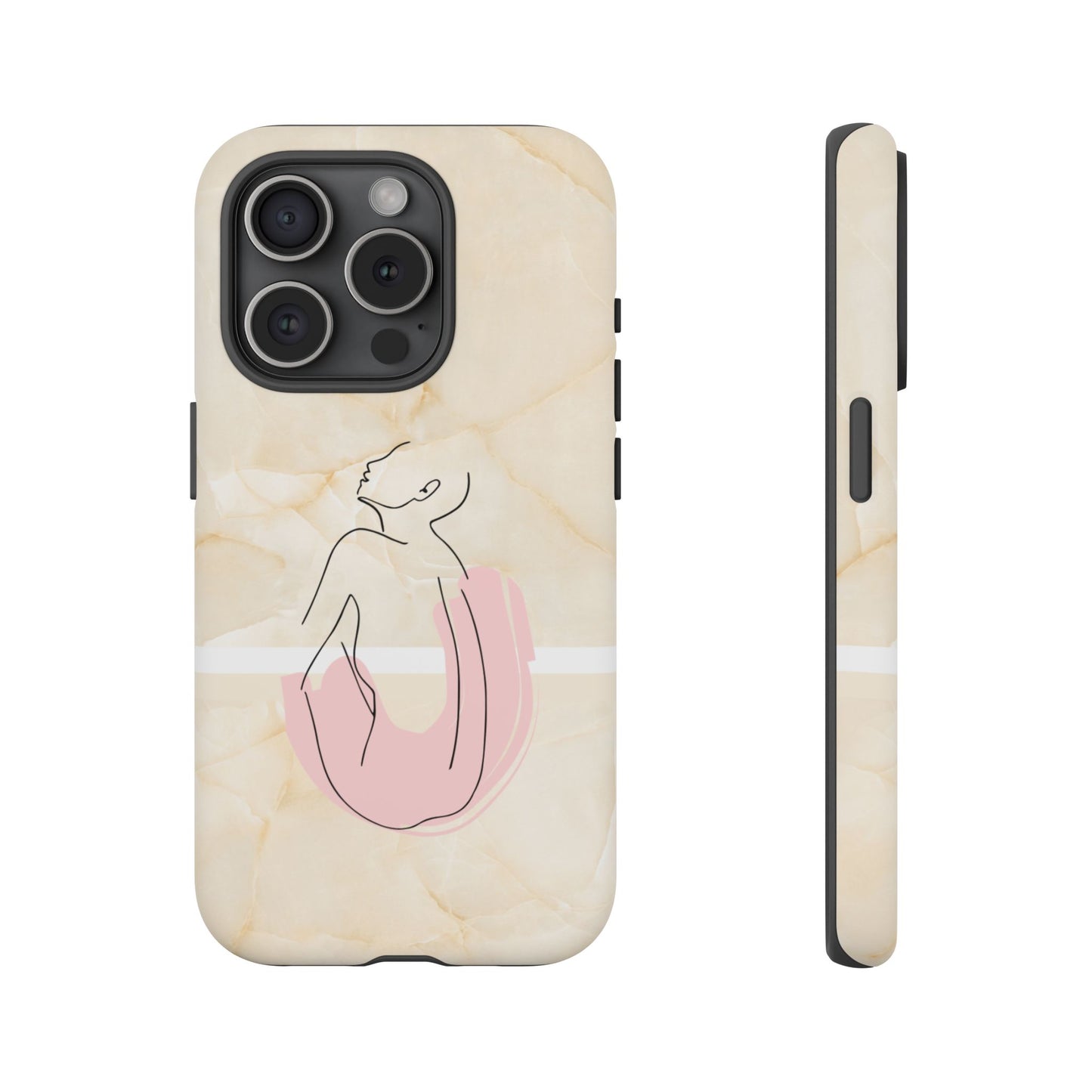 Tough Phone Case — Marble Minimalist Line Art