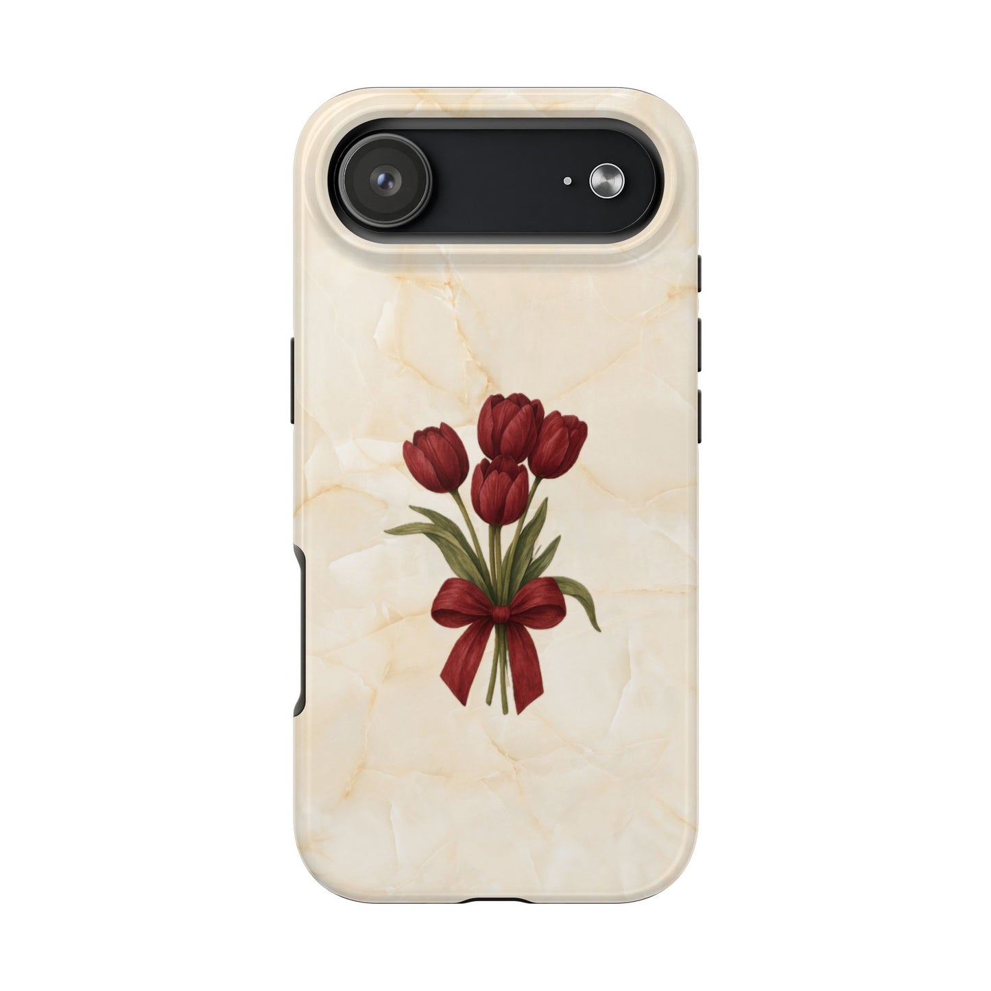 Tough Phone Case — Red Tulip Bouquet on Marble