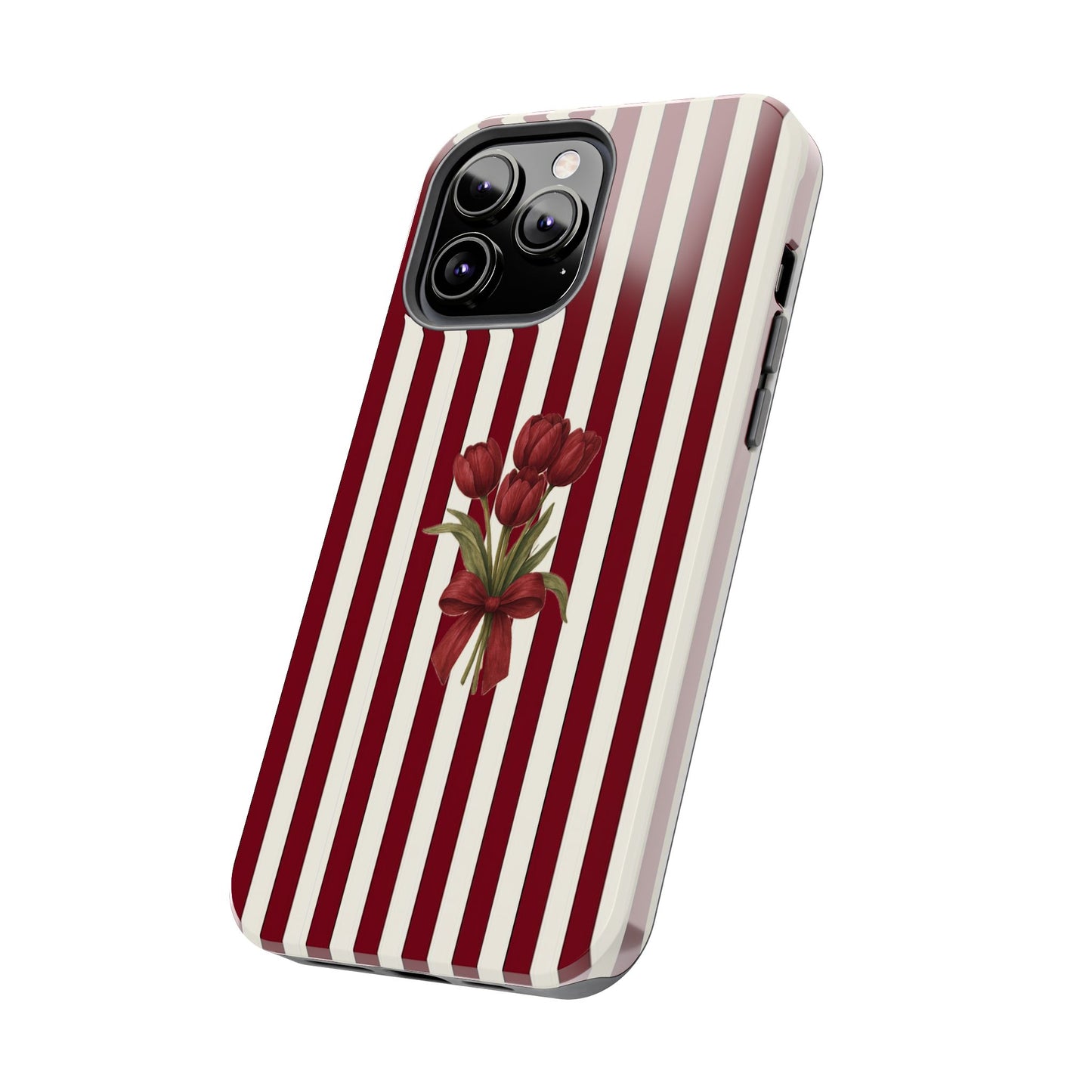 Tough Phone Case —Red Stripe Floral Bouquet