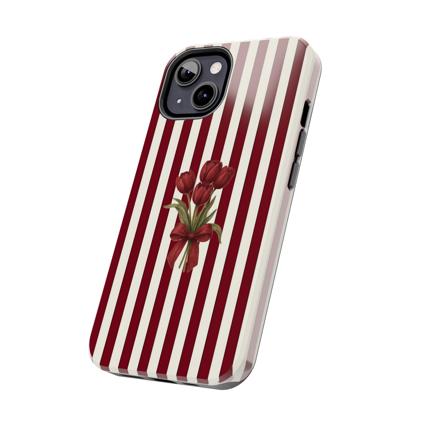 Tough Phone Case —Red Stripe Floral Bouquet