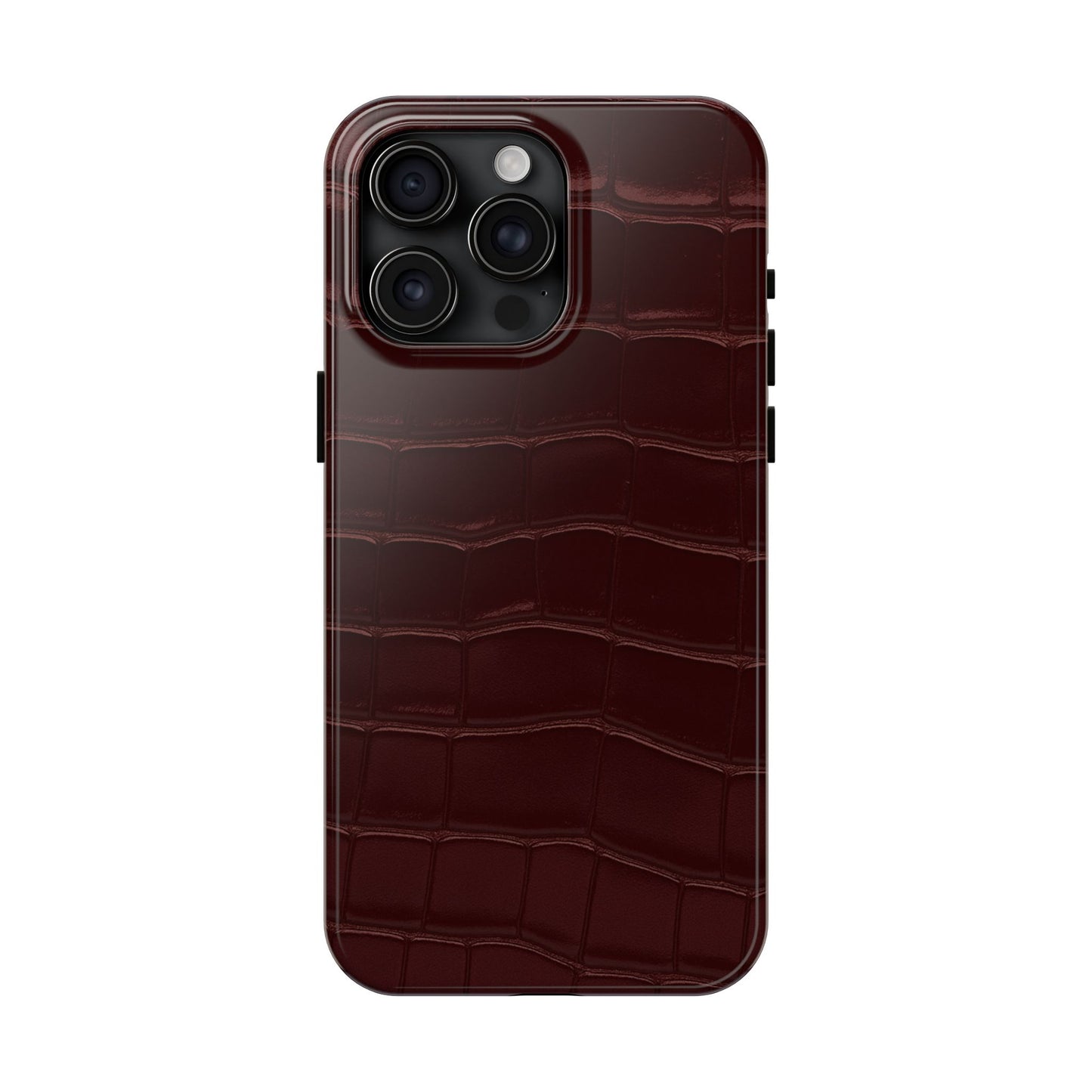 Tough Phone Case — Burgundy, Croc-Embossed