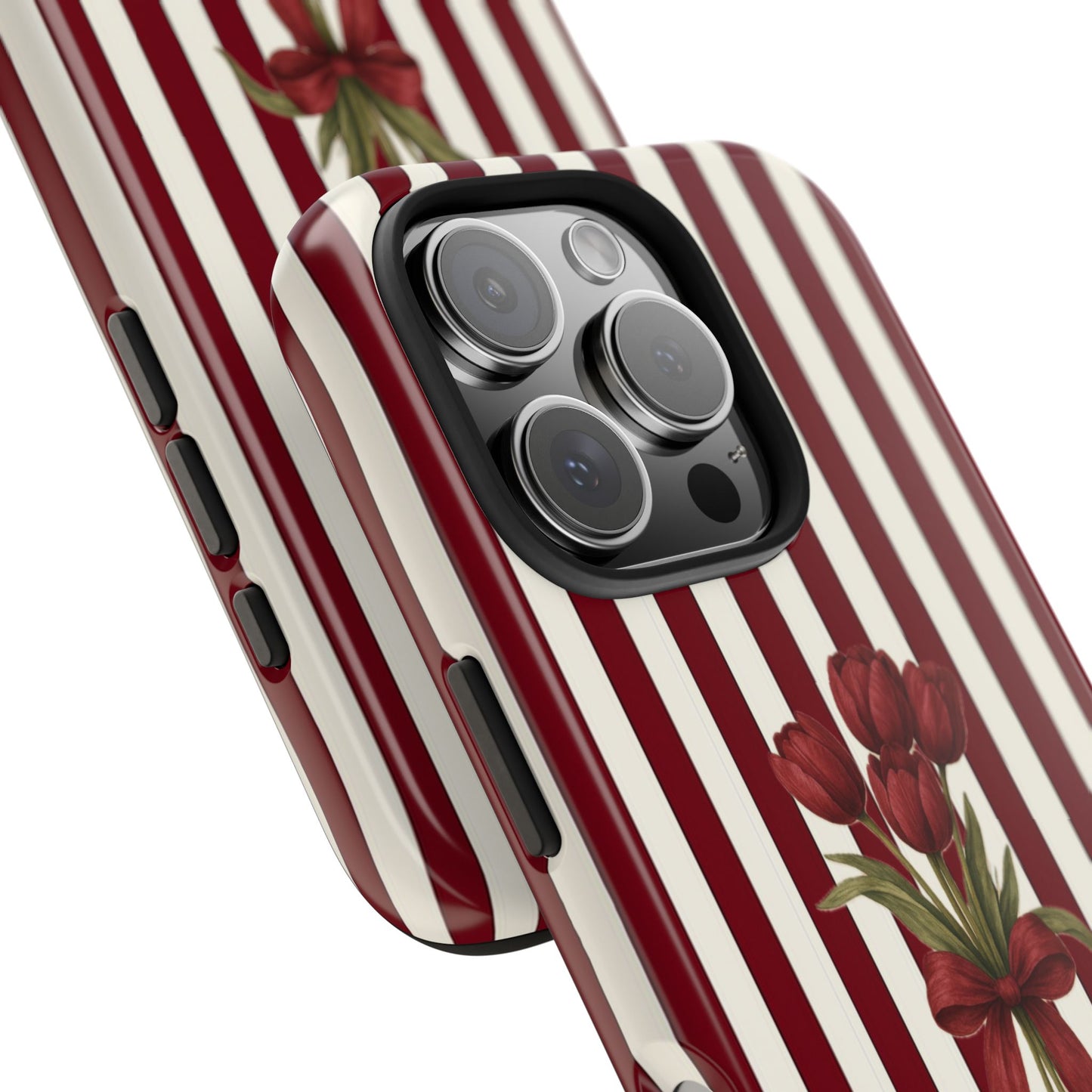 Tough Phone Case —Red Stripe Floral Bouquet
