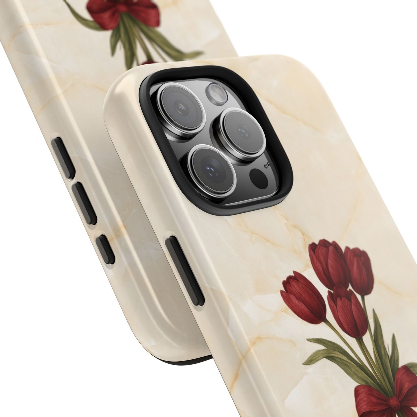 Tough Phone Case — Red Tulip Bouquet on Marble