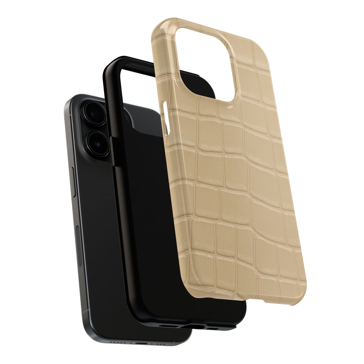 Tough Phone Case — Shockproof Alligator-Texture, Beige Croc