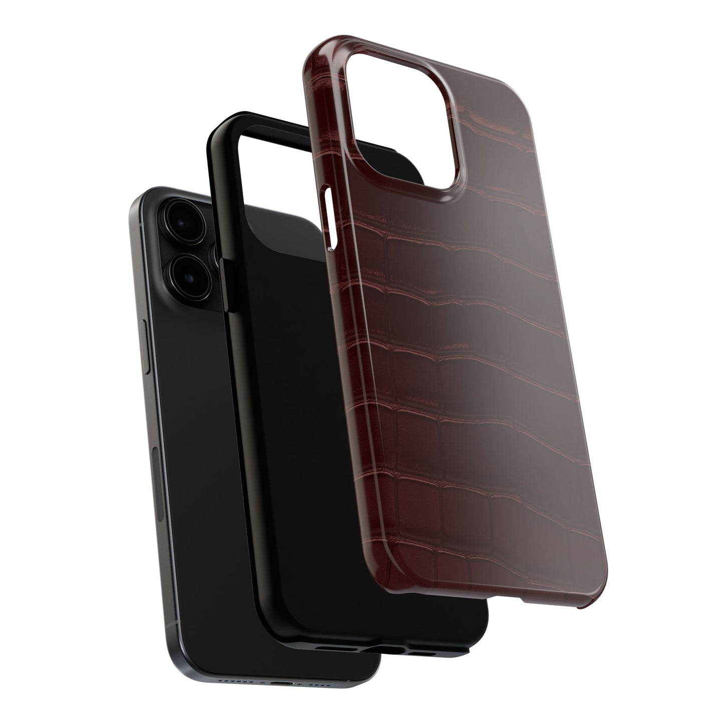 Tough Phone Case — Burgundy, Croc-Embossed