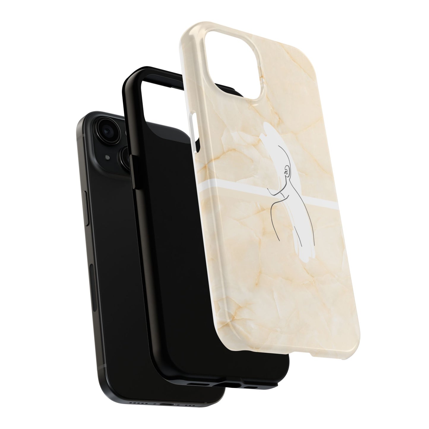 Tough Phone Case — Marble Minimalist Line Art
